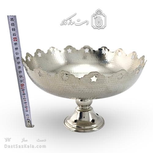 میوه خوری مسی سفید زنجان مدل ستاره ای قطر 27 سانتی کد AH-39