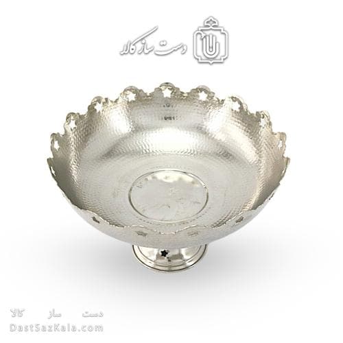 میوه خوری مسی سفید زنجان مدل ستاره ای قطر 27 سانتی کد AH-39