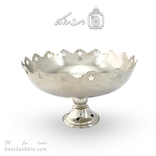 میوه خوری مسی سفید زنجان مدل ستاره ای قطر 27 سانتی کد AH-39