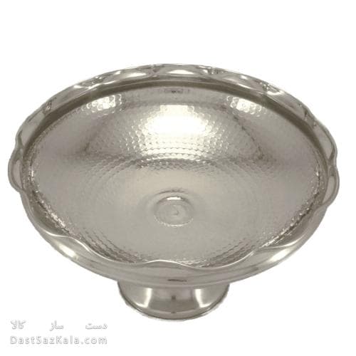 میوه خوری مسی سفید پایه دار مدل لبه چین 26 سانتی کد AH-48