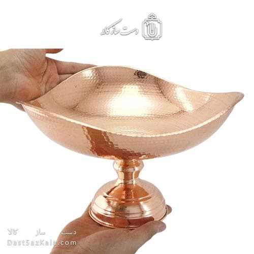 میوه خوری مسی پایه دار زنجان مدل سه گوش 28 سانتی کد AH-27