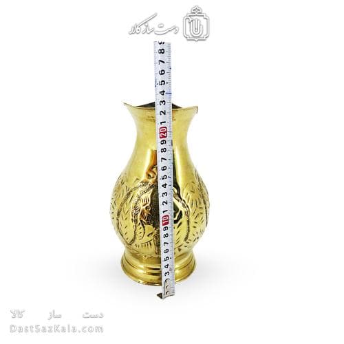 پارچ برنجی کنار سماور قلم کاری شده 22 سانتیمتری AH-141