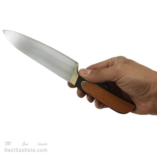 چاقوی آشپزی زنجان تیغه استیل دسته چوبی 26 سانتیمتری MN-35