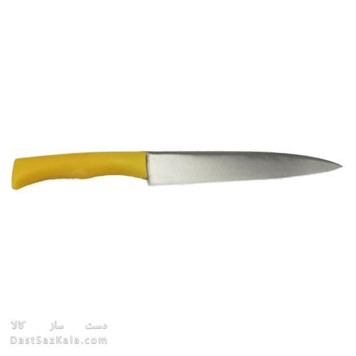 چاقوی استیل مروارید زنجان راسته دسته زرد پلاستیکی کد 15-MN