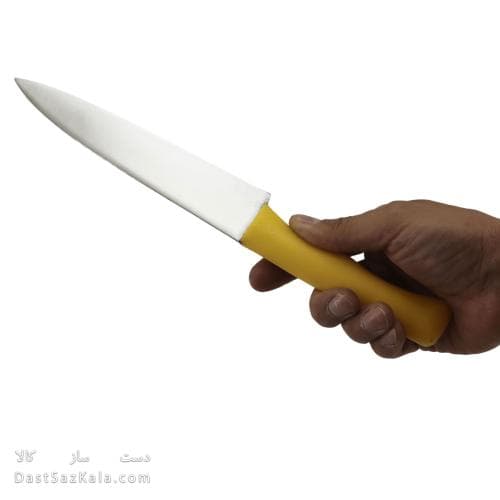 چاقوی استیل مروارید زنجان راسته دسته زرد پلاستیکی کد 15-MN