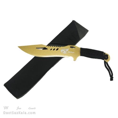 چاقوی شکاری بوکر طلایی با غلاف مشکی 36 سانتیمتری کد MN-51