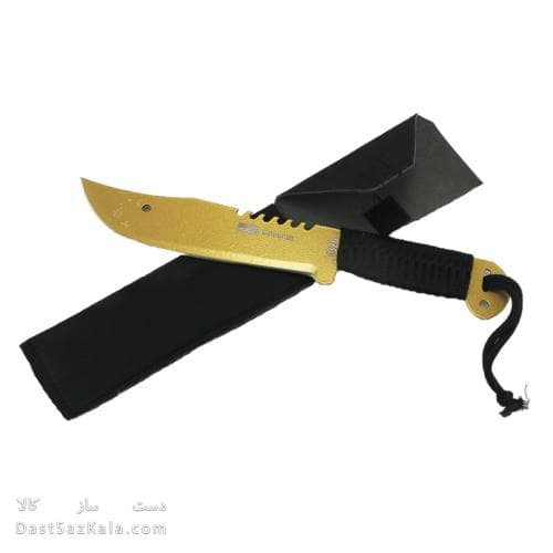 چاقوی شکاری طلایی با غلاف مشکی 31 سانتیمتری کد MN-50