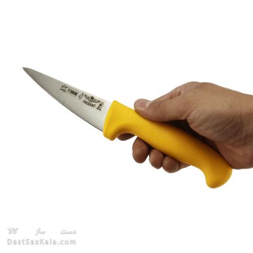 چاقو آشپزخانه بی خس تیغه فولاد دسته زرد 27 سانتیمتری MN-27