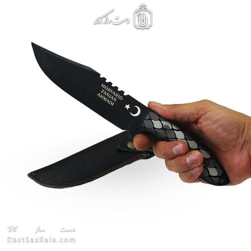 چاقو شکاری دست ساز زنجان 30 سانتیمتری با غلاف کد MS-17
