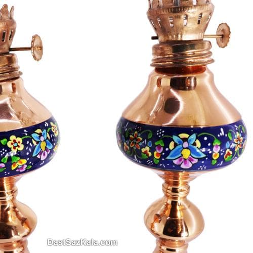 چراغ گرد سوز مسی پرداز طرح ناصر الدین شاه 2 عددی کد MJ-36
