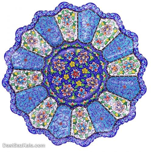 کاسه و بشقاب مسی میناکاری 25 سانتی کد LT-39