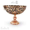 کاسه پایه دار مسی قلم زنی زنجان نانو شده قطر 28 سانتی AH-112