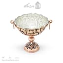 کاسه پایه دار مسی سیاه قلم زنجان نانو شده قطر 15سانتی AH-116