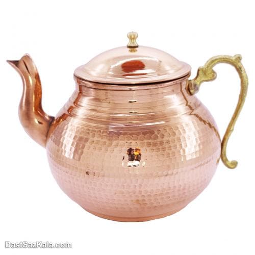 کتری و قوری مسی زنجان چکشی دسته برنجی کد PA-44