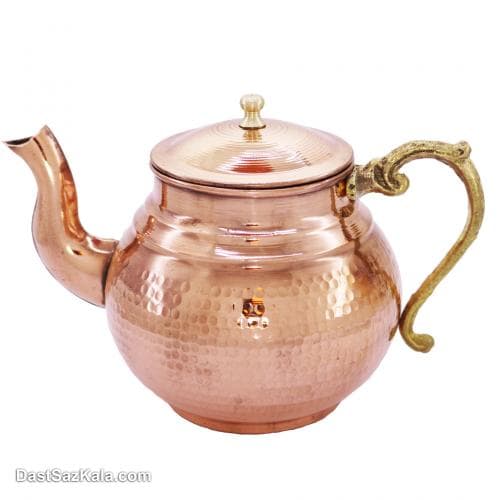 کتری و قوری مسی زنجان چکشی دسته برنجی کد PA-44