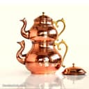 کتری و قوری مسی زنجان دسته برنجی طرح ترک کد NZ-18