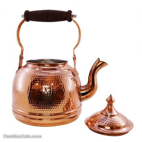 کتری و قوری مسی زنجان دسته چوبی کد SSH-26