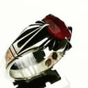 انگشتر یاقوت سرخ مردانه با رکاب تک چنگ شیاردار SG-178