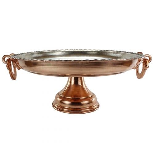 شیرینی خوری مسی پایه دار زنجان قطر 28 سانتی کد SG-100