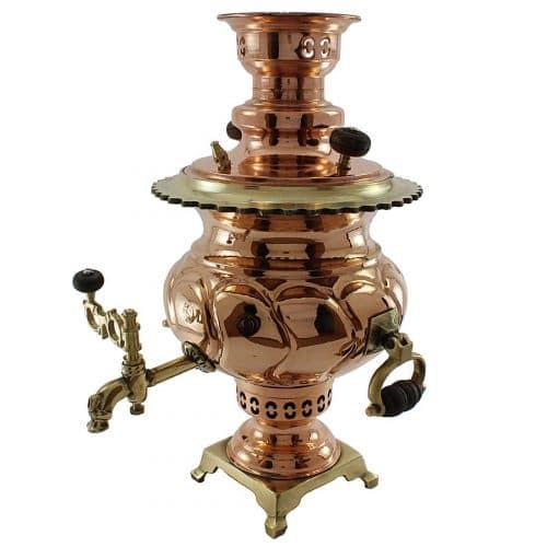 سماور ذغالی مسی زنجان 4 لیتری مدل لبه ریخته SG-75