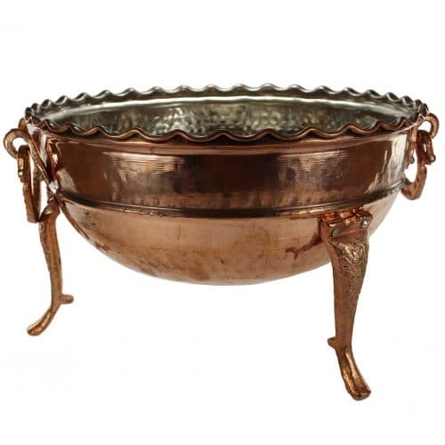 کاسه آجیل خوری مسی سه پایه بلند قطر 28 سانتی کد SG-107