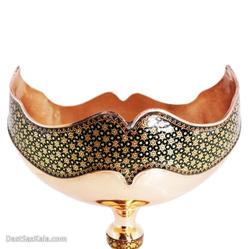 کشکول مس و خاتم اصفهان سایز 3 مشکی کد MJ-75