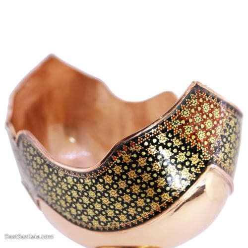 کشکول مس و خاتم اصفهان سایز 3 مشکی کد MJ-75