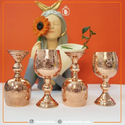 گلاسه مسی طرح دار 4 عددی کد AP-43