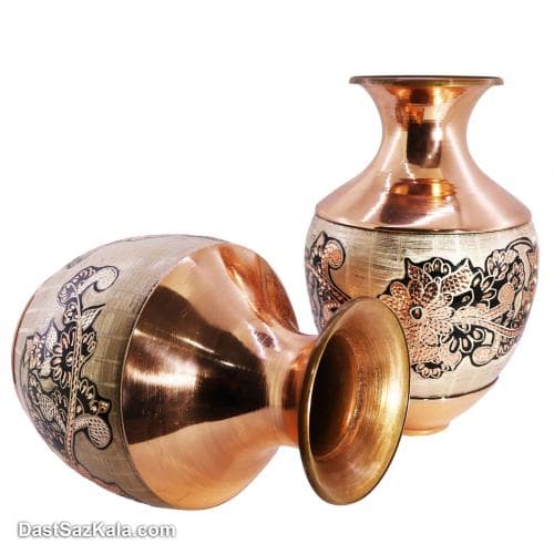 گلدان الماس تراش نقره کوب مدل شکمی 2 عددی کد MJ-103