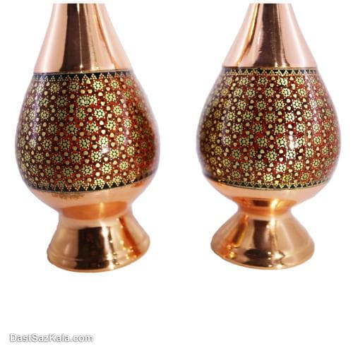 گلدان خاتم کاری اصفهان 20 سانتی مدل موشکی 2 عددی MJ-89