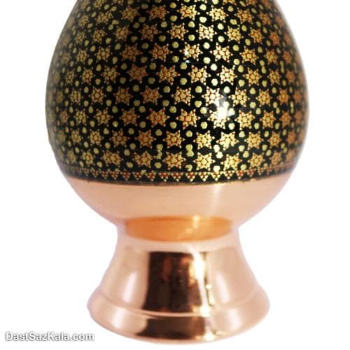 گلدان مسی خاتم اصفهان 25 سانتی مدل موشکی کد MJ-86