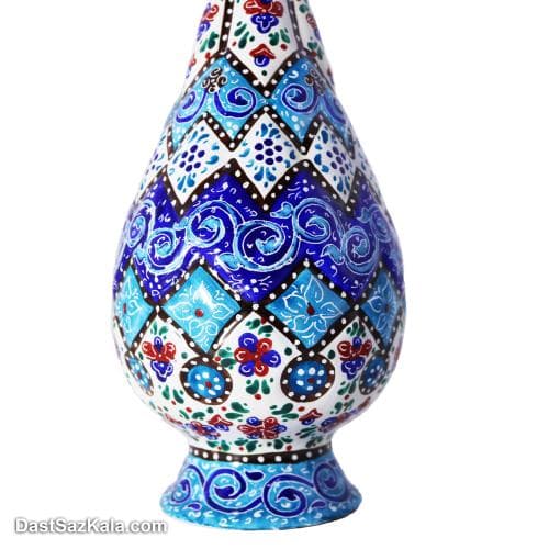 گلدان مسی میناکاری مدل کوزه ای 16 سانتی کد LT-110