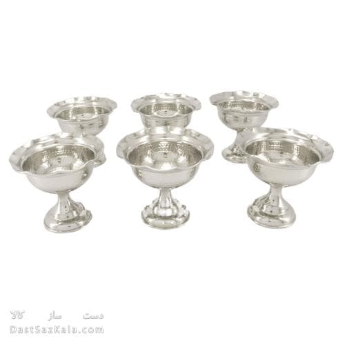 ست هفت سین و بستنی خوری مسی سفید 11 سانتیمتری 6 عددی AH-75
