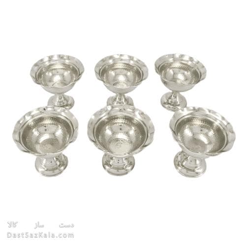 ست هفت سین و بستنی خوری مسی سفید 11 سانتیمتری 6 عددی AH-75