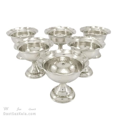 ست هفت سین و بستنی خوری مسی سفید 11 سانتیمتری 6 عددی AH-75