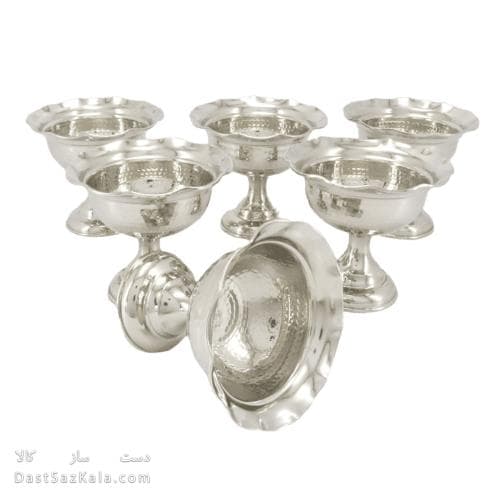 ست هفت سین و بستنی خوری مسی سفید 11 سانتیمتری 6 عددی AH-75