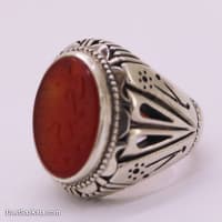 انگشتر عقیق مردانه اصل حکاکی شده با رکاب شیخ احمد RN-39