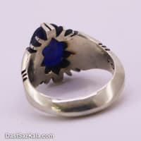 انگشتر مردانه یاقوت کبود اصل با رکاب چهار چنگ دست ساز RN-33