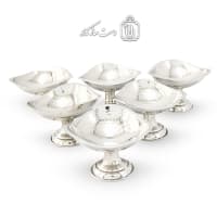 ست هفت سین و بستنی خوری مسی سفید سه گوش 6 عددی AH-107