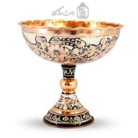 جام پایه دار مسی الماس تراش نقره کوب سایز 2 کد MJ-127