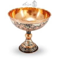 جام پایه دار مسی الماس تراش نقره کوب سایز 2 کد MJ-127