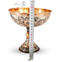 جام پایه دار مسی الماس تراش نقره کوب سایز 2 کد MJ-127