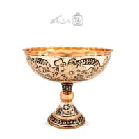 جام پایه دار مسی الماس تراش نقره کوب سایز 4 کد MJ-125