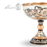 جام پایه دار مسی الماس تراش نقره کوب سایز1 کد MJ-128
