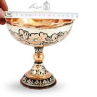جام پایه دار مسی الماس تراش نقره کوب سایز1 کد MJ-128