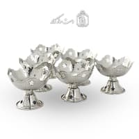 ست هفت سین و بستنی خوری مسی سفید مدل ستاره ای 6 تایی AH-62