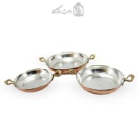 سرویس ماهیتابه مسی زنجان دسته برنجی مجموعه 3 عددی کد AH-159