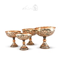 سرویس پذیرایی مسی الماس تراش نقره کوب 4 تیکه کد MJ-124