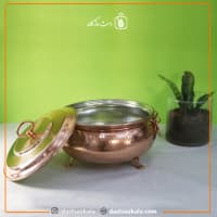 سوفله خوری مسی درب دار زنجان بزرگ سایز 3 کد PA-47