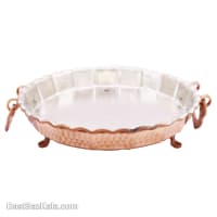 سینی مسی پایه دار زنجان سایز 3 دسته دار کد PA-42